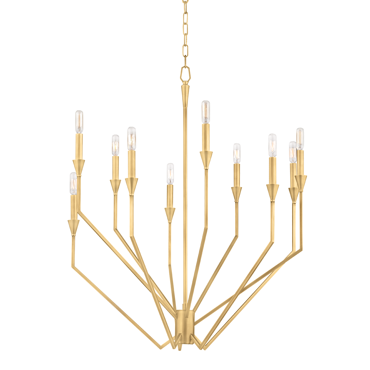 Archie Chandelier 30" in aged brass — a Hudson Valley chandelier for dining rooms, entries, and living rooms at Laurie Yapp Home.