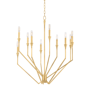 Archie Chandelier 30" in aged brass — a Hudson Valley chandelier for dining rooms, entries, and living rooms at Laurie Yapp Home.
