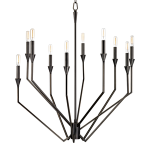 Archie Chandelier 30" in bronze shown from a second angle to highlight the frame, arms, and shade detail.