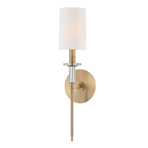Amherst Wall Sconce 5" in aged brass — a Hudson Valley wall sconce for bathrooms, hallways, and living rooms at Laurie Yapp Home.