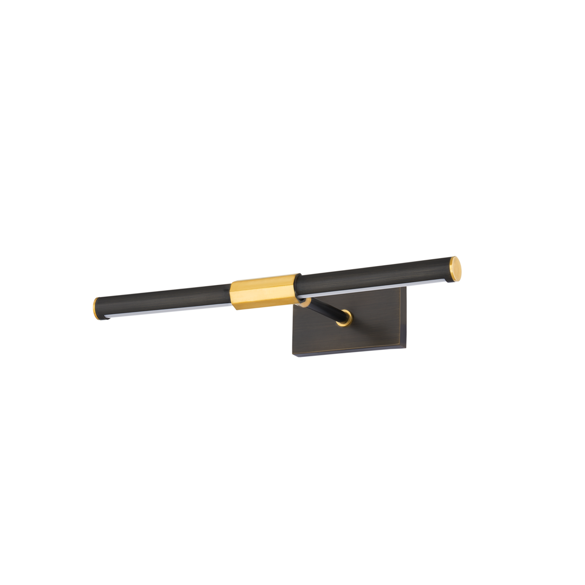 Melbourne Picture Light 16" in aged brass shown from a second angle to highlight the arm curve and shade proportion.