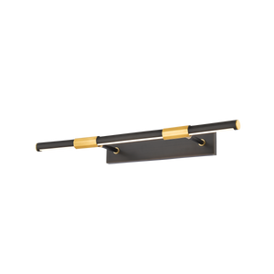 Melbourne Picture Light 23.75" in aged brass shown from a second angle to highlight the arm curve and shade proportion.
