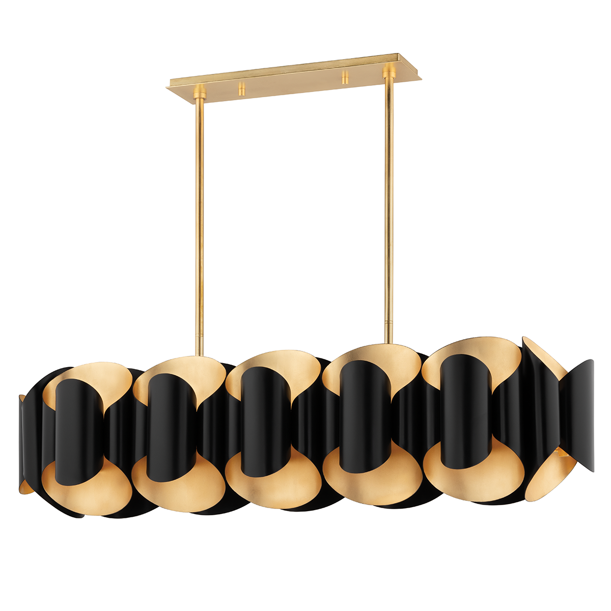Banks Linear in black — a Hudson Valley linear for dining rooms, kitchen islands, and long consoles at Laurie Yapp Home.