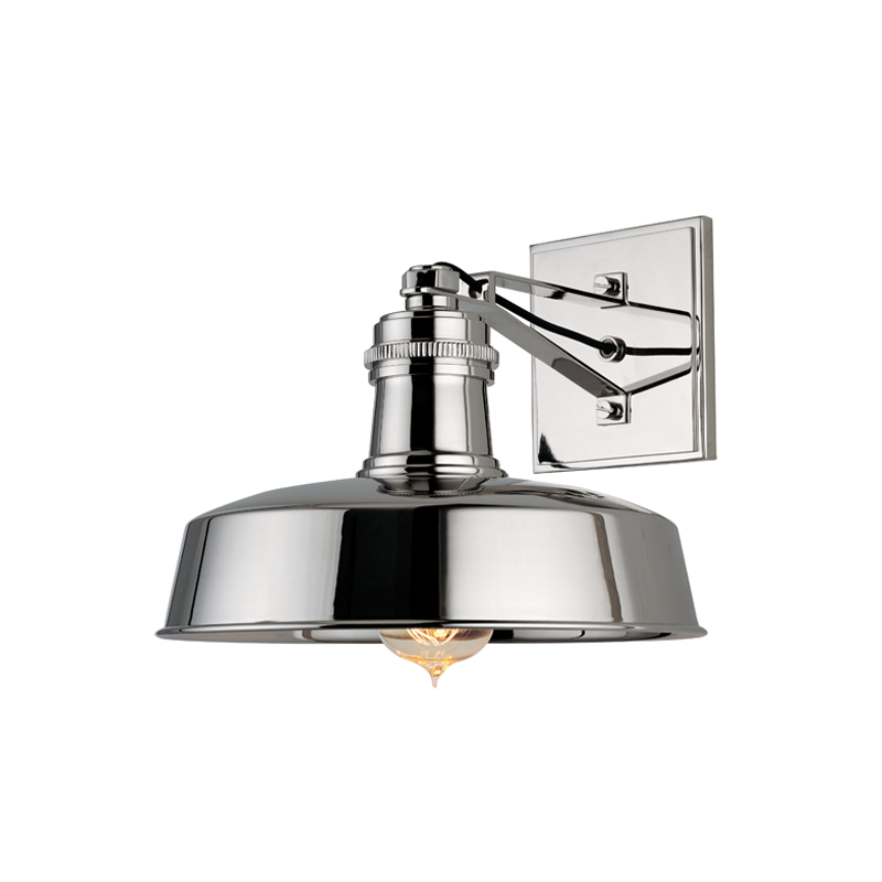 Hudson Falls Wall Sconce in polished nickel — a Hudson Valley wall sconce for bathrooms, hallways, and living rooms at Laurie Yapp Home.