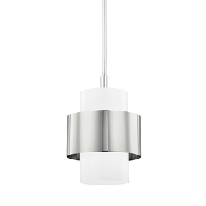 Corinth Pendant 11" in polished nickel shown from the front to reveal the shade shape and metal detail.