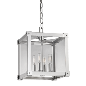 Forsyth Lantern 12.25" in polished nickel shown from a second angle to highlight the frame and glass panel detail.