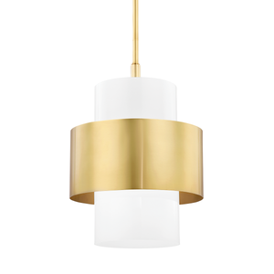 Corinth Pendant 15.5" in aged brass — a Hudson Valley pendant for kitchens, entries, and dining rooms at Laurie Yapp Home.