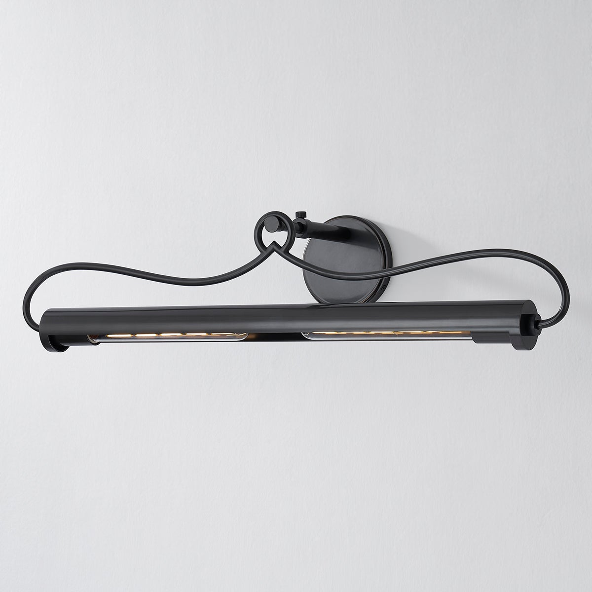 Close-up of the Berun Picture Light 28.25" in bronze showing the arm curve and shade proportion.