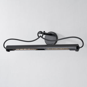 Close-up of the Berun Picture Light 28.25" in bronze showing the arm curve and shade proportion.