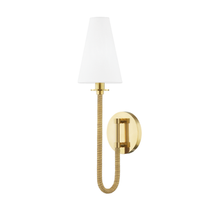Ripley Wall Sconce in aged brass — a Hudson Valley wall sconce for bathrooms, hallways, and living rooms at Laurie Yapp Home.