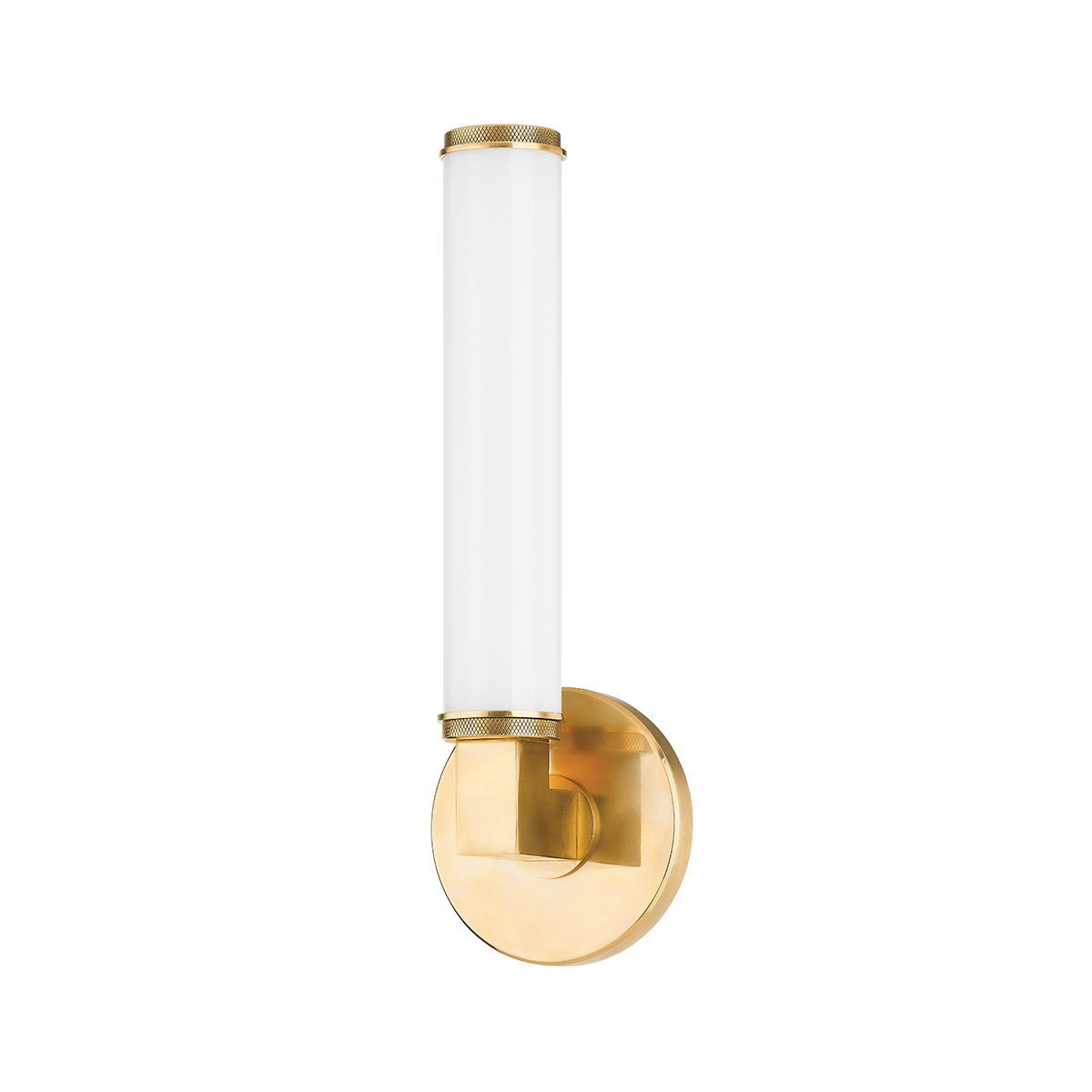 Cromwell Wall Sconce 4.75" x 13.75" in aged brass — a Hudson Valley wall sconce for bathrooms, hallways, and living rooms at Laurie Yapp Home.