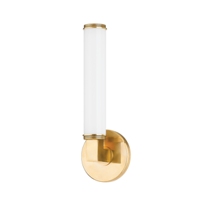 Cromwell Wall Sconce 4.75" x 13.75" in aged brass — a Hudson Valley wall sconce for bathrooms, hallways, and living rooms at Laurie Yapp Home.