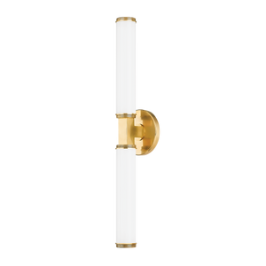 Cromwell Wall Sconce 4.75" x 22.75" in aged brass — a Hudson Valley wall sconce for bathrooms, hallways, and living rooms at Laurie Yapp Home.