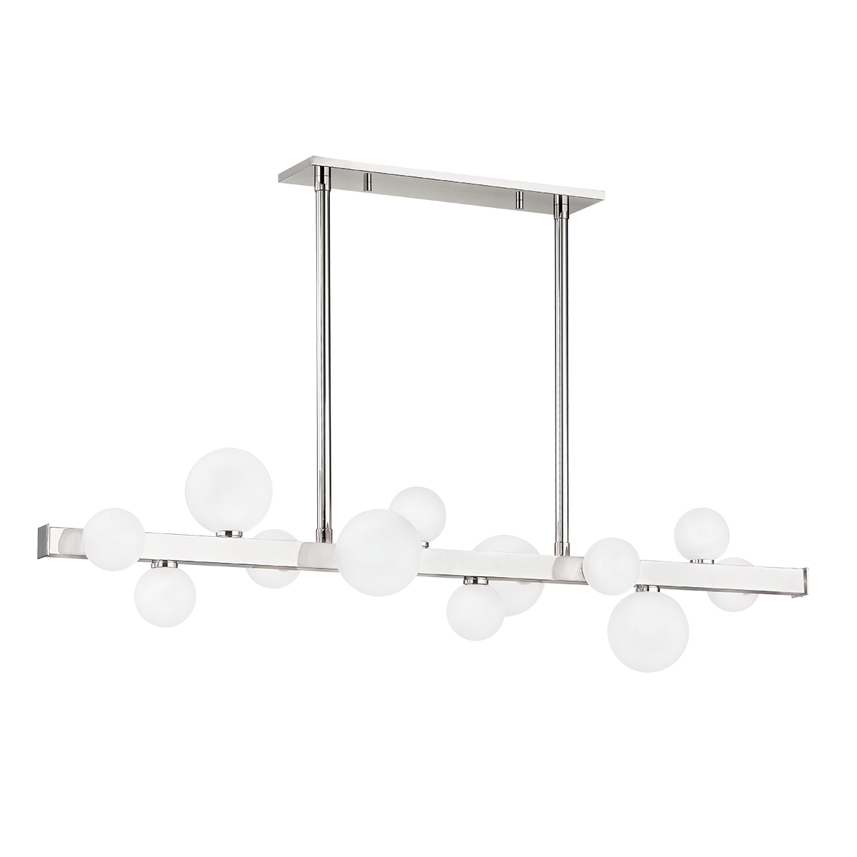 Mini Hinsdale Linear in aged brass — a Hudson Valley linear for dining rooms, kitchen islands, and long consoles at Laurie Yapp Home.