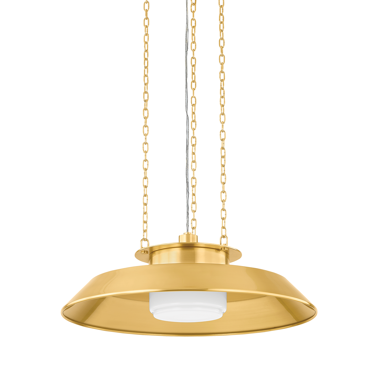 Woodrow Pendant 22" in aged brass — a Hudson Valley pendant for kitchens, entries, and dining rooms at Laurie Yapp Home.