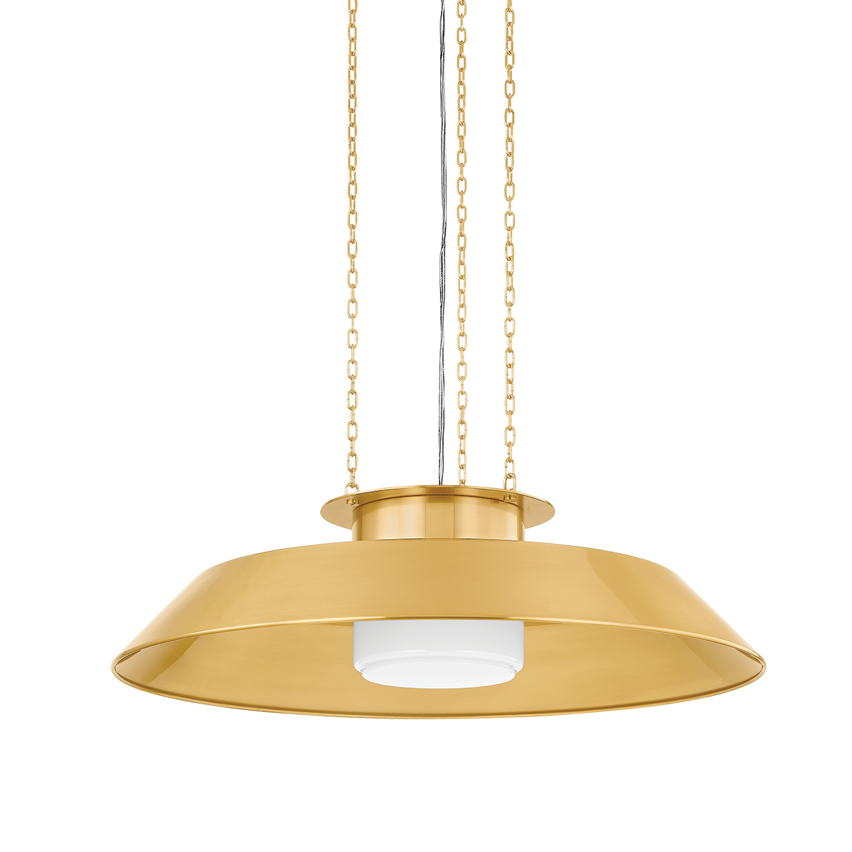 Woodrow Pendant 32" in aged brass — a Hudson Valley pendant for kitchens, entries, and dining rooms at Laurie Yapp Home.