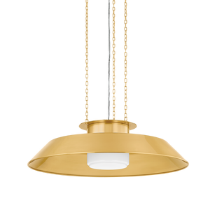 Woodrow Pendant 32" in aged brass — a Hudson Valley pendant for kitchens, entries, and dining rooms at Laurie Yapp Home.