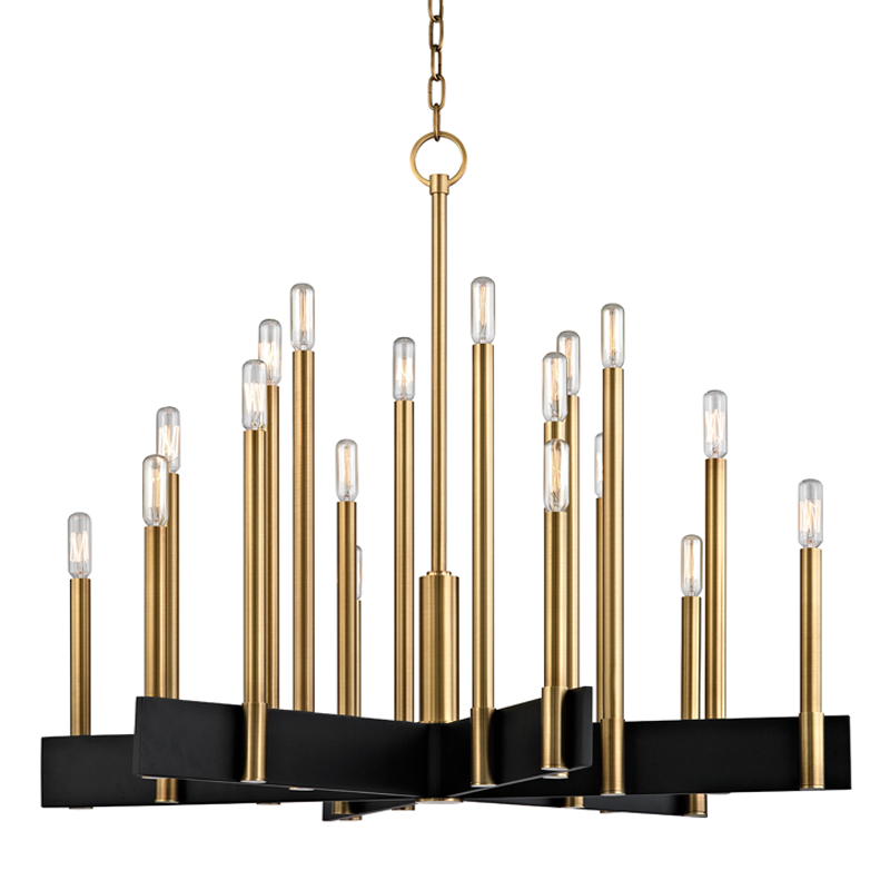 Abrams Chandelier 33.5" in aged brass — a Hudson Valley chandelier for dining rooms, entries, and living rooms at Laurie Yapp Home.