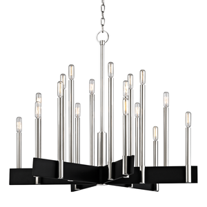 Abrams Chandelier 33.5" in polished nickel shown from a second angle to highlight the frame, arms, and shade detail.