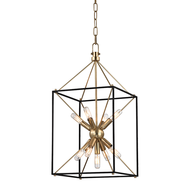 Glendale Lantern 12.25" in aged brass — a Hudson Valley lantern for entries, foyers, and covered porches at Laurie Yapp Home.