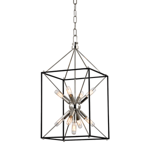 Glendale Lantern 12.25" in polished nickel shown from a second angle to highlight the frame and glass panel detail.