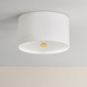 Ashland Flush Mount 14" in aged brass shown from a second angle to highlight the shade profile and mounting canopy.