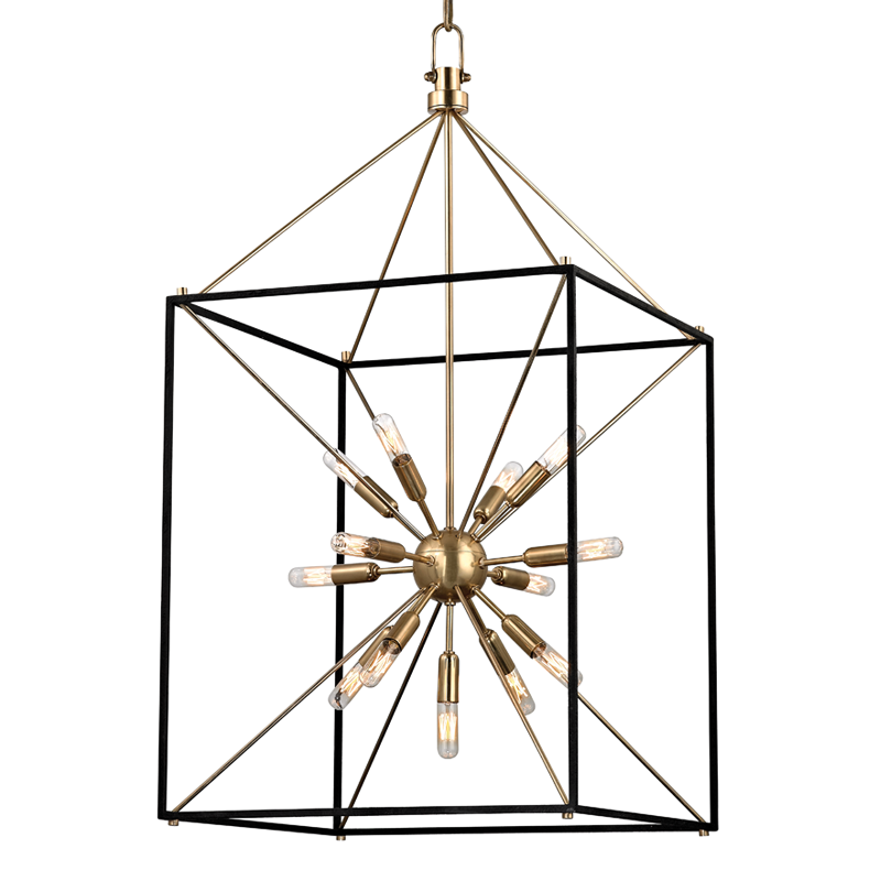 Glendale Lantern 20.25" in aged brass — a Hudson Valley lantern for entries, foyers, and covered porches at Laurie Yapp Home.