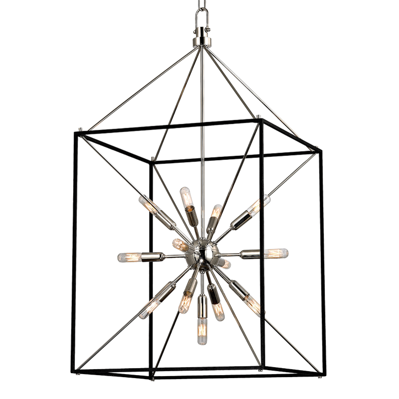 Glendale Lantern 20.25" in polished nickel shown from a second angle to highlight the frame and glass panel detail.