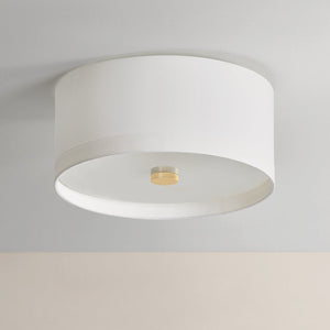 Ashland Flush Mount 22" in aged brass shown from a second angle to highlight the shade profile and mounting canopy.