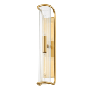 Fillmore Wall Sconce 5.5" x 26.25" in aged brass — a Hudson Valley wall sconce for bathrooms, hallways, and living rooms at Laurie Yapp Home.