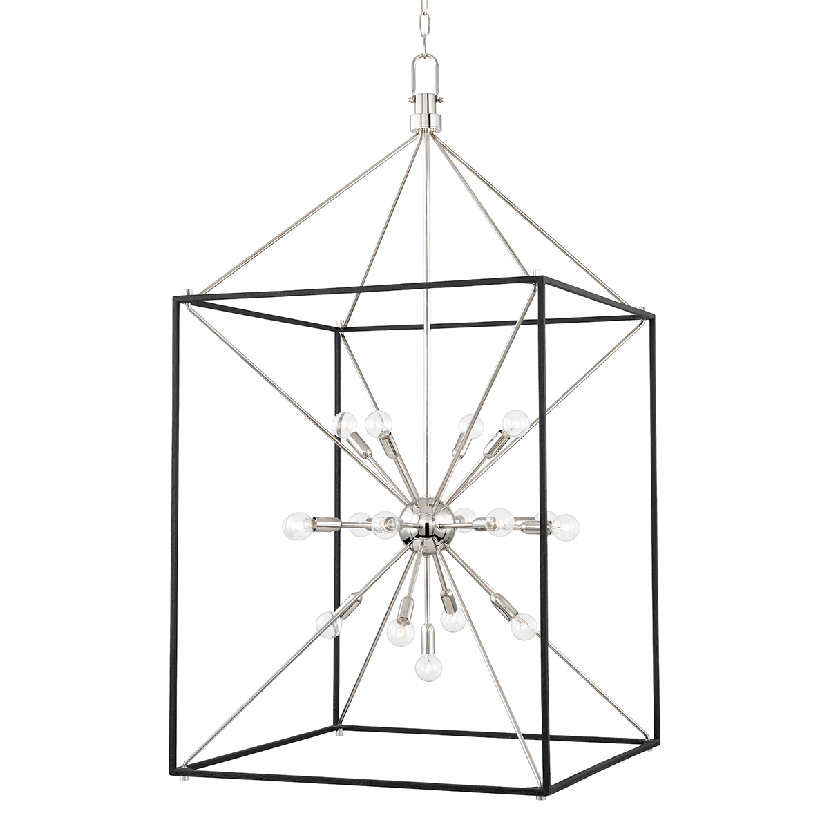 Glendale Lantern 27" in polished nickel shown from a second angle to highlight the frame and glass panel detail.