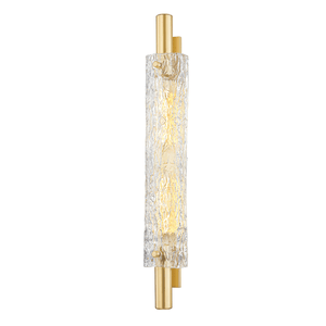 Harwich Wall Sconce 3.5" x 28.75" in aged brass — a Hudson Valley wall sconce for bathrooms, hallways, and living rooms at Laurie Yapp Home.