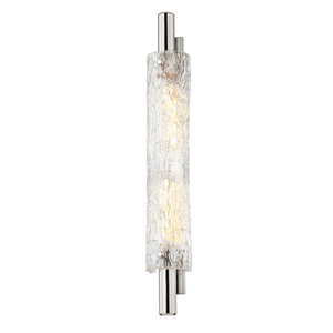 Harwich Wall Sconce 3.5" x 28.75" in polished nickel shown from a second angle to highlight the arm curve and shade silhouette.