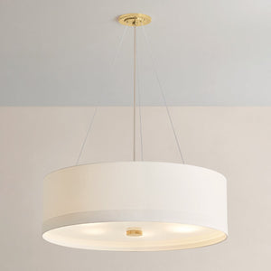 Close-up of the Ashland Pendant 32" in aged brass showing the shade shape and metal detail.