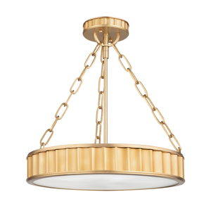 Middlebury Semi Flush 15.5" in aged brass — a Hudson Valley semi flush for hallways, bedrooms, and entryways at Laurie Yapp Home.