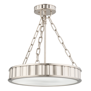 Middlebury Semi Flush 15.5" in polished nickel shown from the front to reveal the shade profile and mounting canopy.