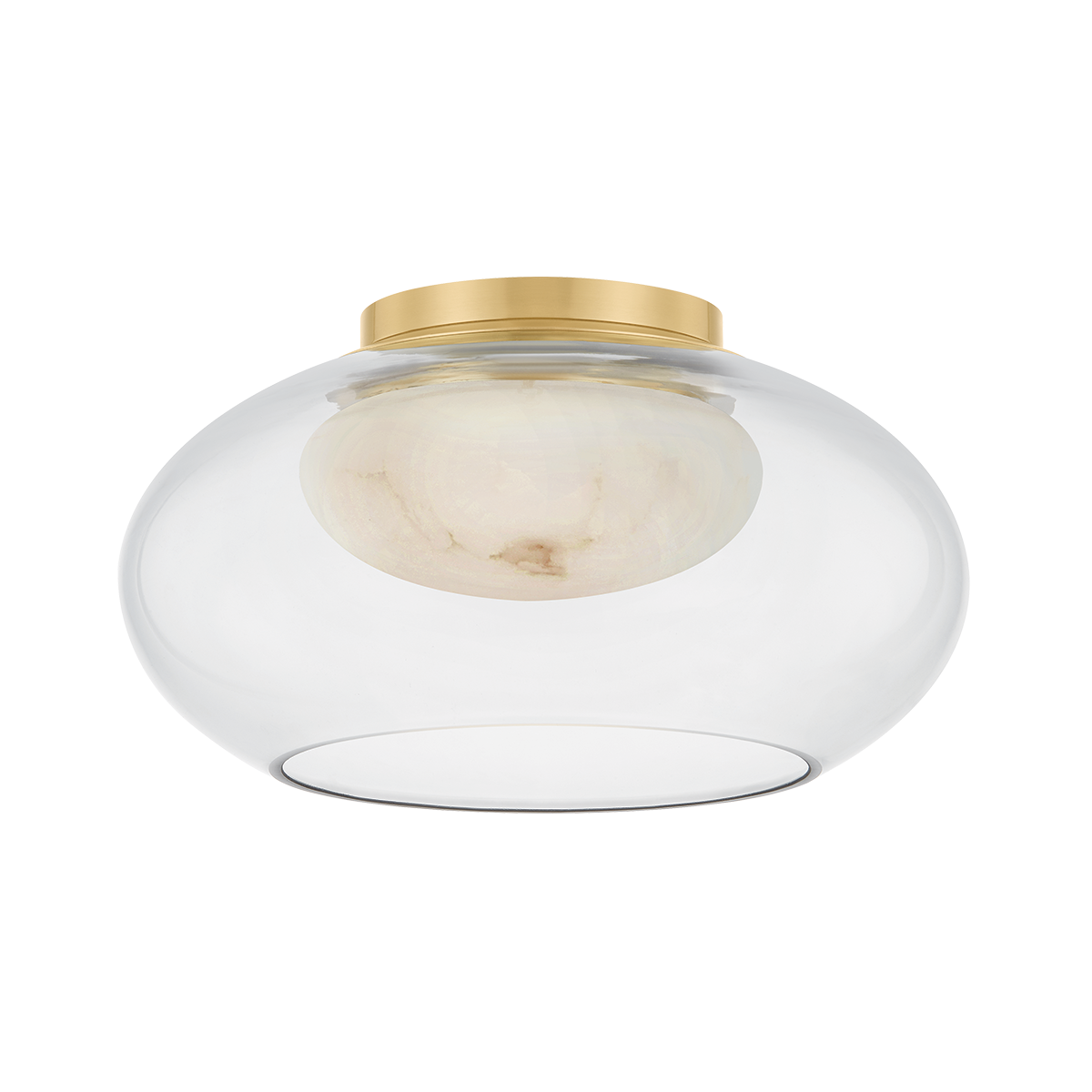 Moore Flush Mount 12" in aged brass — a Hudson Valley flush mount for hallways, bedrooms, and entryways at Laurie Yapp Home.