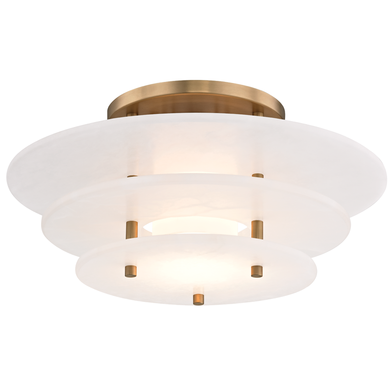 Gatsby Flush Mount in aged brass — a Hudson Valley flush mount for hallways, bedrooms, and entryways at Laurie Yapp Home.