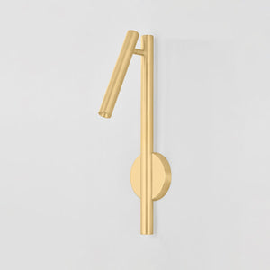 Circleville Wall Sconce in aged brass shown from the front to reveal the arm curve and shade silhouette.