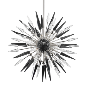 Sparta Chandelier 32" x 32" in polished nickel shown from a second angle to highlight the frame, arms, and shade detail.