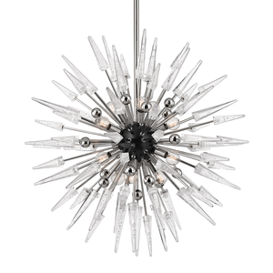 Sparta Chandelier 32" x 32" in polished nickel shown from a second angle to highlight the frame, arms, and shade detail.