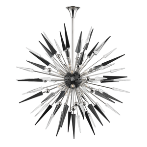Sparta Chandelier 48" x 48" in polished nickel shown from a second angle to highlight the frame, arms, and shade detail.