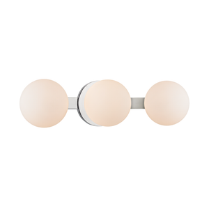 Baird Bath And Vanity 17" in polished chrome shown from a second angle to highlight the arm spread and shade silhouette.