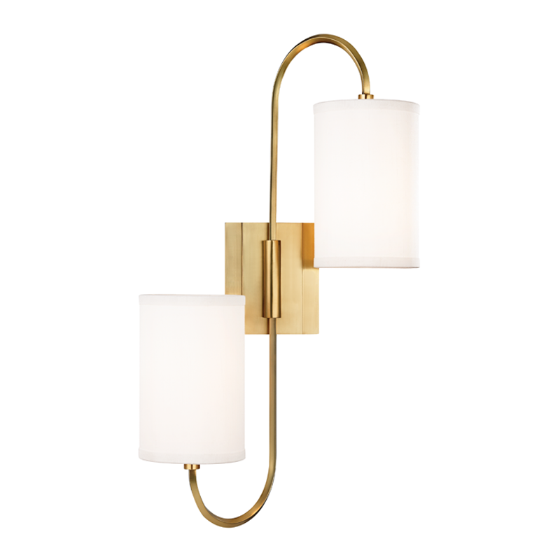 Junius Wall Sconce in aged brass — a Hudson Valley wall sconce for bathrooms, hallways, and living rooms at Laurie Yapp Home.