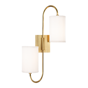 Junius Wall Sconce in aged brass — a Hudson Valley wall sconce for bathrooms, hallways, and living rooms at Laurie Yapp Home.