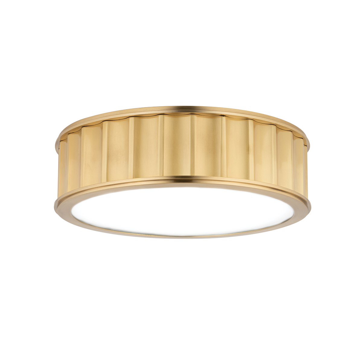 Middlebury Flush Mount 13" x 3.75" in aged brass — a Hudson Valley flush mount for hallways, bedrooms, and entryways at Laurie Yapp Home.