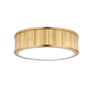 Middlebury Flush Mount 13" x 3.75" in aged brass — a Hudson Valley flush mount for hallways, bedrooms, and entryways at Laurie Yapp Home.