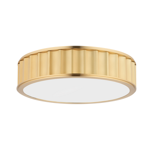 Middlebury Flush Mount 15.75" x 3.75" in aged brass — a Hudson Valley flush mount for hallways, bedrooms, and entryways at Laurie Yapp Home.