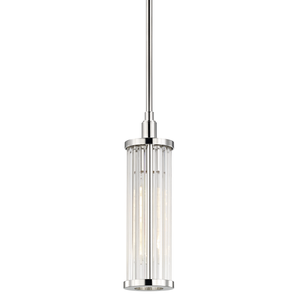 Marley Pendant in polished nickel shown from a second angle to highlight the shade shape and metal detail.