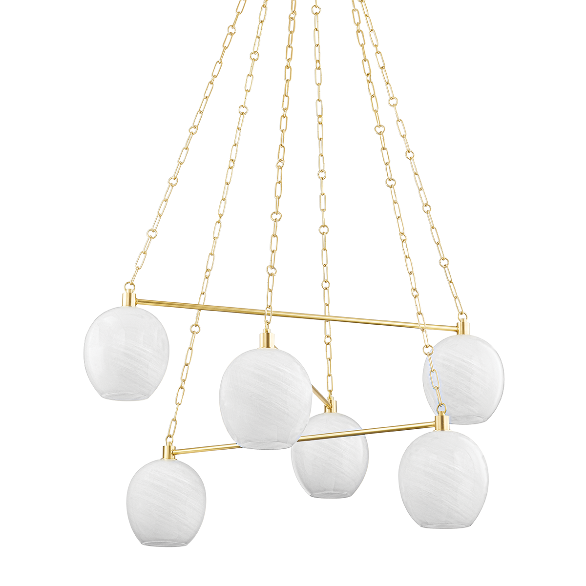 Asbury Park Chandelier 38" in aged brass — a Hudson Valley chandelier for dining rooms, entries, and living rooms at Laurie Yapp Home.